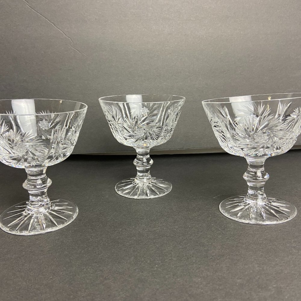 Mid - Century Crystal Champagne / Martini Glass Set of 3 Vintage Waterford